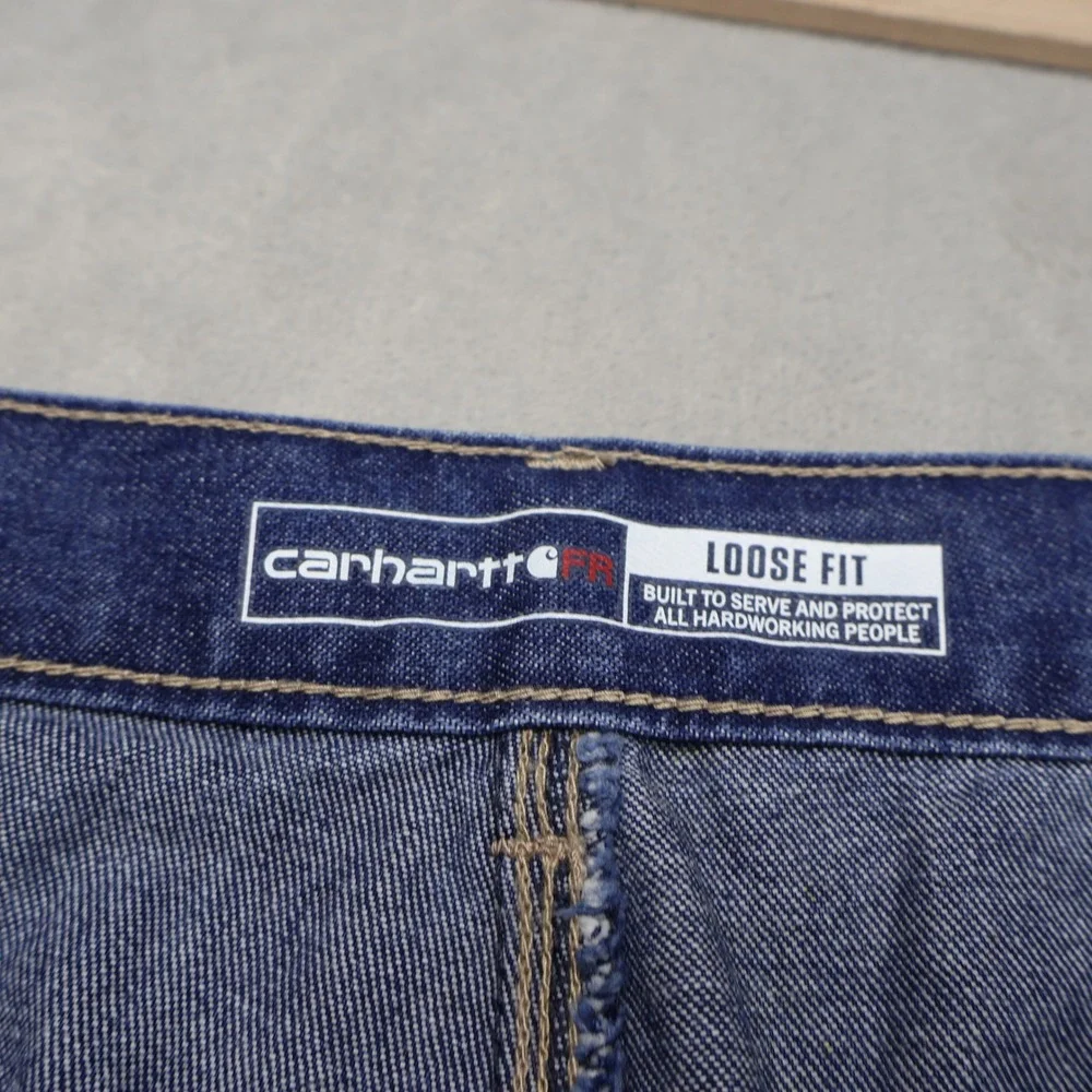 Carhartt Jeans‎ Men 38x30 Medium Wash Flame Resistant Denim Loose Fit Dungaree